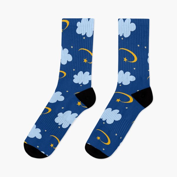 Item preview, Dark Blue Night Sky Cartoon Stars and Clouds designed and sold by yazonlin.