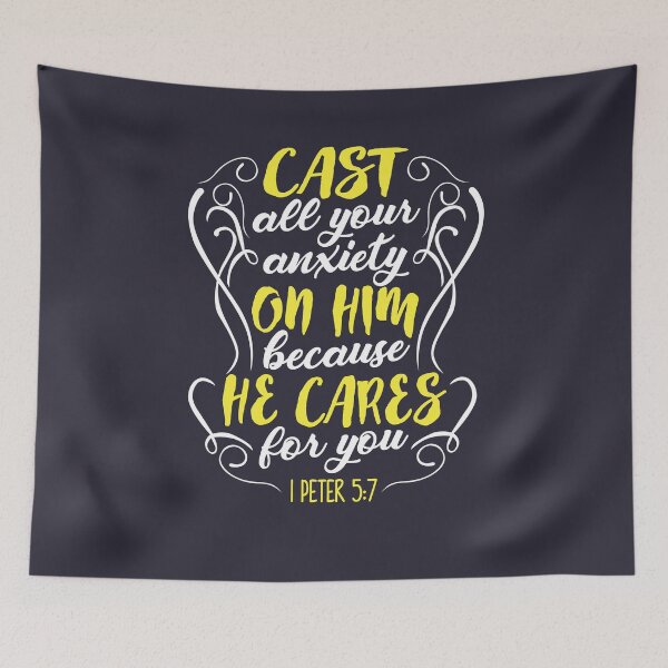 Item preview, Cast All Your Anxiety On Him Because He Cares For You 1 Peter 5:7 Bible Quote designed and sold by Roland1980.