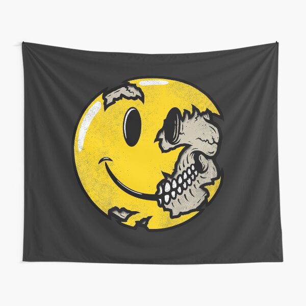 Smiley Face Skull Tapestry
