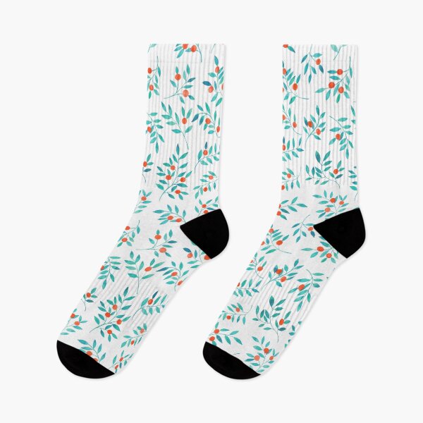 Item preview, Botanical Teal Branches in White designed and sold by franzandsabina.