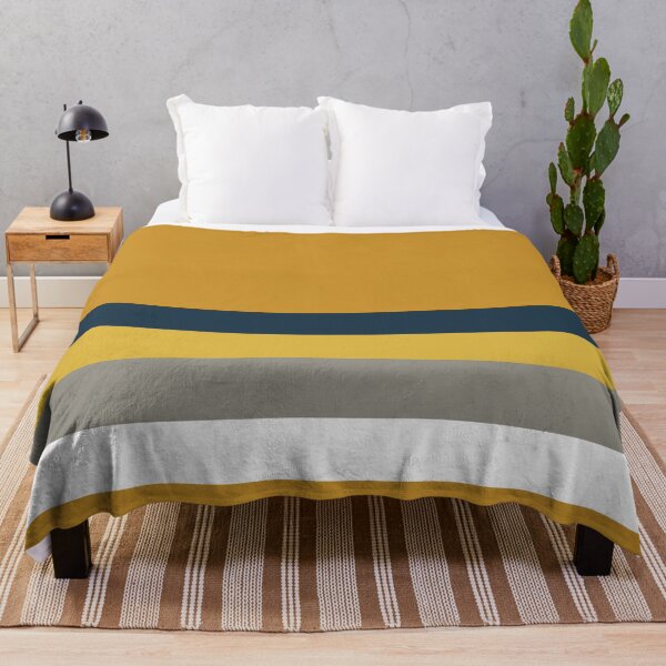 Item preview, Four Stripe Minimalist Color Block Pattern in Navy Blue, Light Mustard, Grey, White, and Dark Mustard designed and sold by kierkegaard.