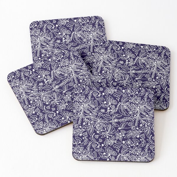 Item preview, Navy Blue and White Hand Drawn Floral Pattern designed and sold by kayleeoconnor.