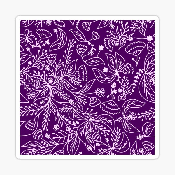 Aperçu de l'œuvre Motif floral dessiné à la main violet et blanc créée et vendue par kayleeoconnor.