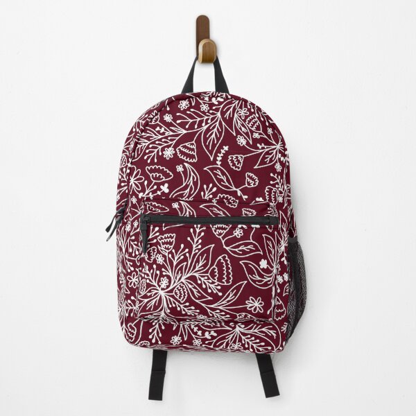Item preview, Maroon Red and White Hand Drawn Floral Pattern designed and sold by kayleeoconnor.