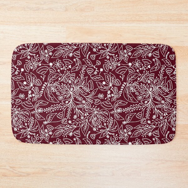 Aperçu de l'œuvre Motif floral dessiné à la main rouge et blanc marron créée et vendue par kayleeoconnor.