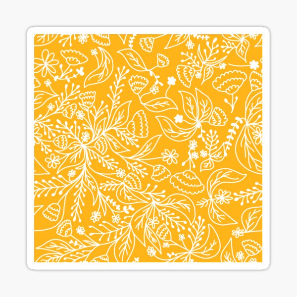 Aperçu de l'œuvre Motif floral dessiné à la main jaune et blanc créée et vendue par kayleeoconnor.