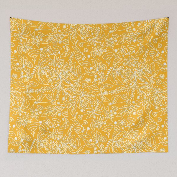 Item preview, Yellow and White Hand Drawn Floral Pattern designed and sold by kayleeoconnor.