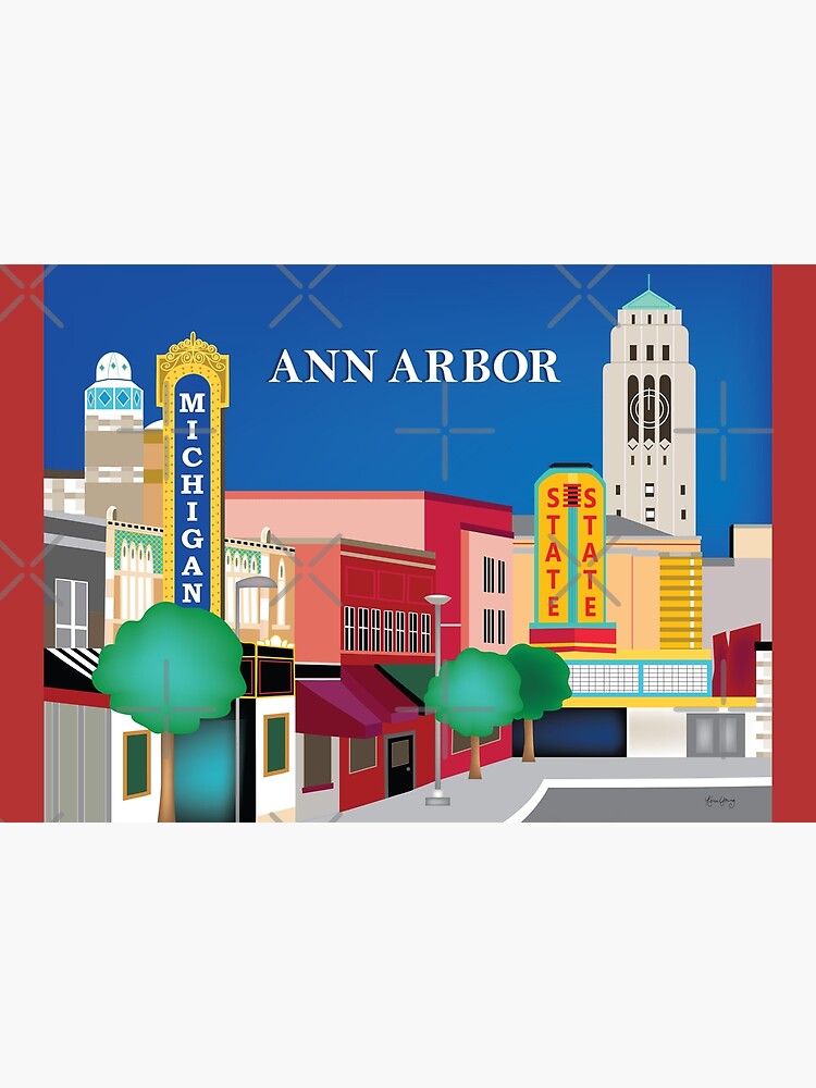 Ann Arbor, Michigan - Skyline Illustration by Loose Petals by LoosePetals
