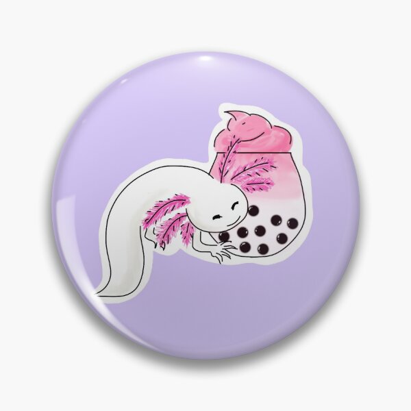 Item preview, cute axolotl and strawberry pearl tea designed and sold by Artbyacat.