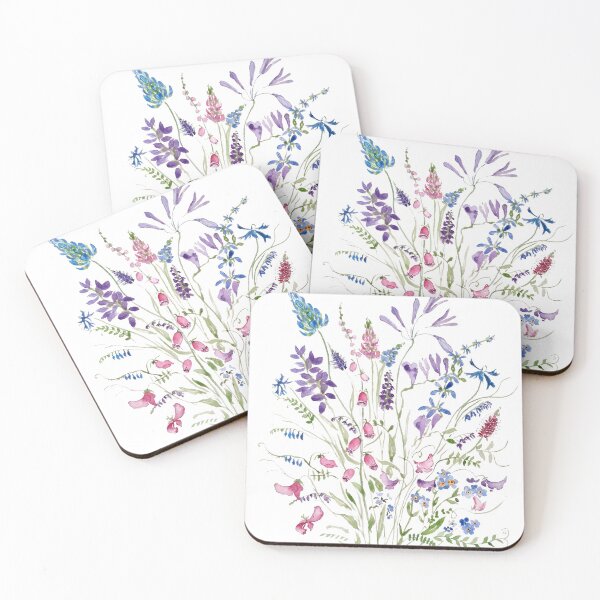 Item preview, hand painted vintage wild flowers arrangement watercolor 2020 designed and sold by ColorandColor.