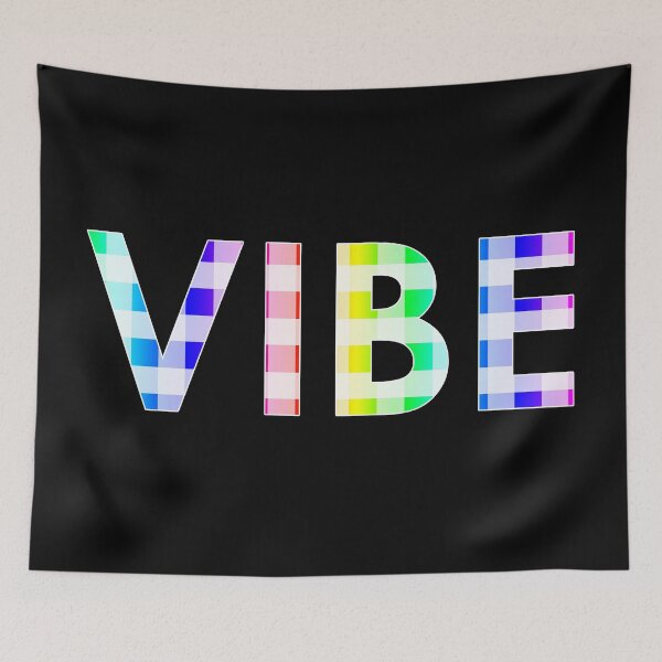 Item preview, 'Vibe' Phrase in Rainbow Buffalo Plaid designed and sold by Bumblefuzzies.
