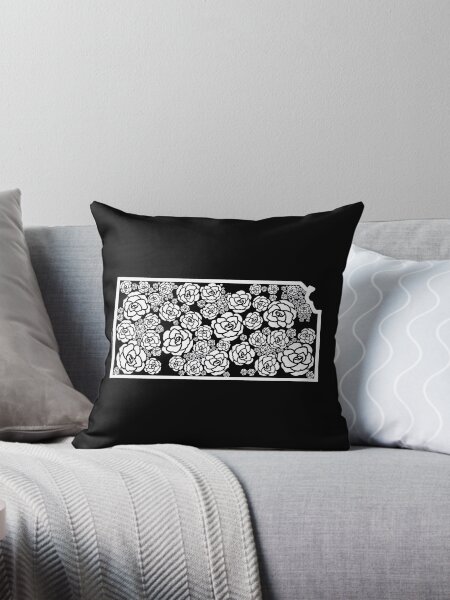 Item preview, White Roses Flower State of Kansas with black background designed and sold by Ella's  Doodles And Designs.