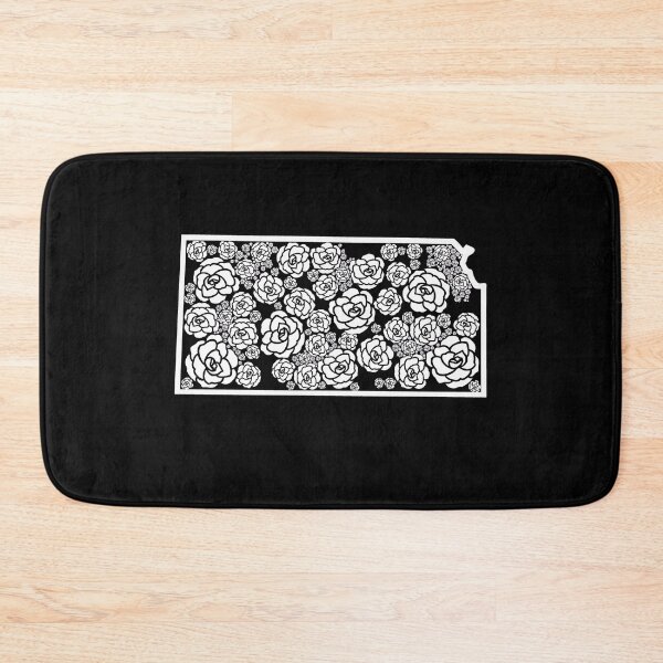 Item preview, White Roses Flower State of Kansas with black background designed and sold by Ella's  Doodles And Designs.