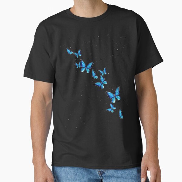 Vista previa del artículo con la obra «Mariposas azules cielo nocturno de verano», diseñado y vendido por heartofanna.