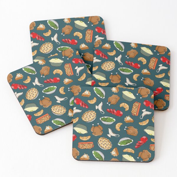 Item preview, Holiday Feast - Dinner on Dark Teal designed and sold by littlearrow.