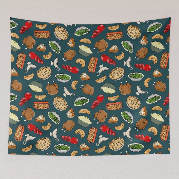 Item preview, Holiday Feast - Dinner on Dark Teal designed and sold by littlearrow.