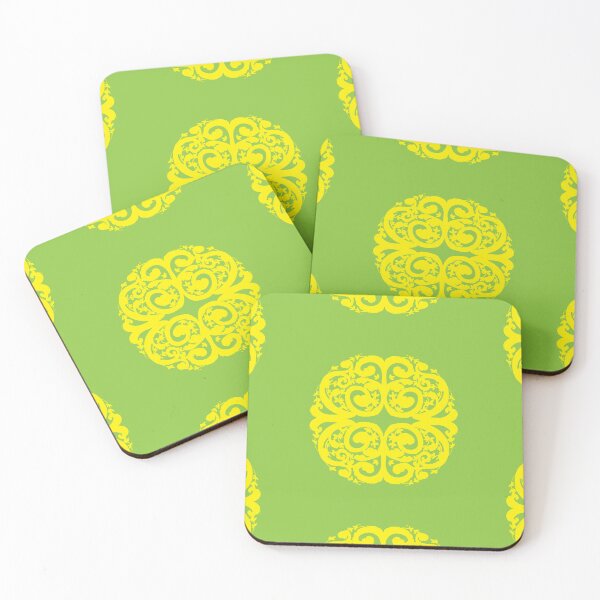 Item preview, yellow mandala with lime green background  designed and sold by alexanderrosede.