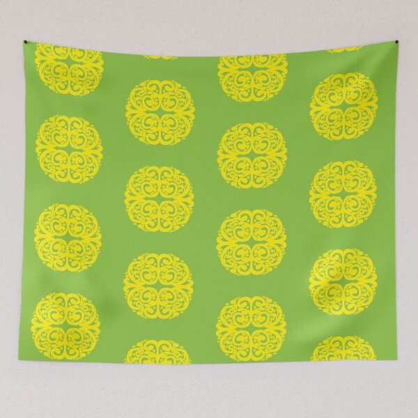 Item preview, yellow mandala with lime green background  designed and sold by alexanderrosede.