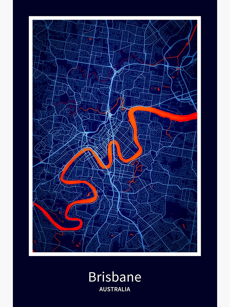 "Brisbane Map Print, Brisbane Map Poster, Brisbane Map Wall Art