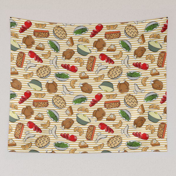 Item preview, Holiday Feast - Dinner on Gold Stripes designed and sold by littlearrow.