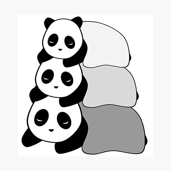 Item preview, Sleepy Panda Stack (Grey, White Background) designed and sold by elrathia.