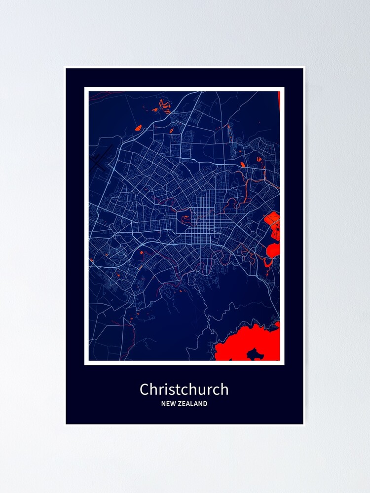 "Christchurch Map Print, Christchurch Map Poster, Christchurch Map Wall