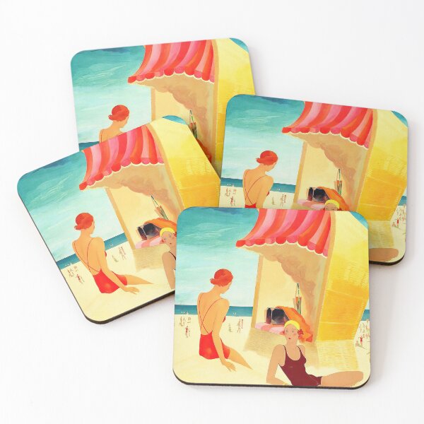 Artikelvorschau, Buntes Strand Vintage Reiseplakat entworfen und verkauft von vintagevivian.