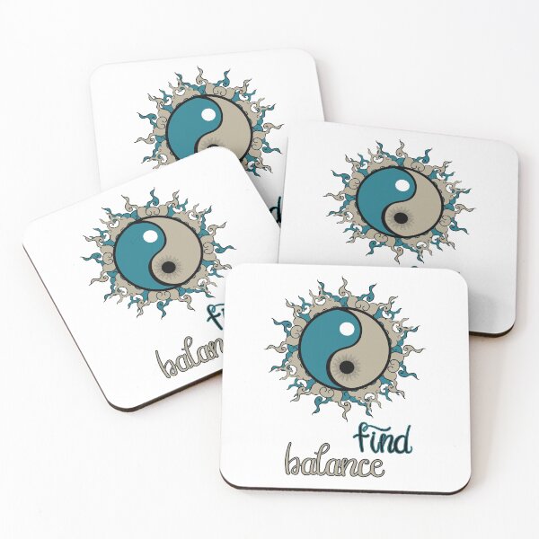 Item preview, Yin yang tattoo art style. Hand painted lettering phrase "find balance".  designed and sold by MilaOkie.