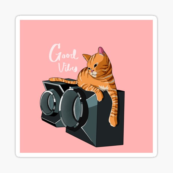 Music Lover Cat Stickers Redbubble - roblox pet the cat song kitty cat dance