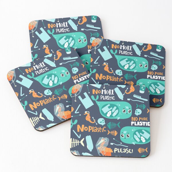 Item preview, Seamless pattern with sad sea animals and plastic garbage in the ocean. designed and sold by Dina Konovalova.