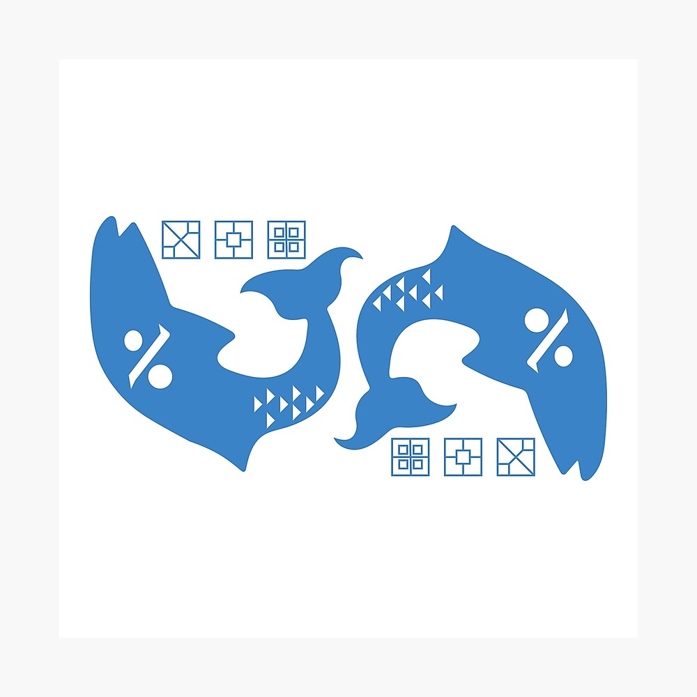izanagi s burden blue fish logo destiny 2 black armoury poster by panda monium redbubble redbubble