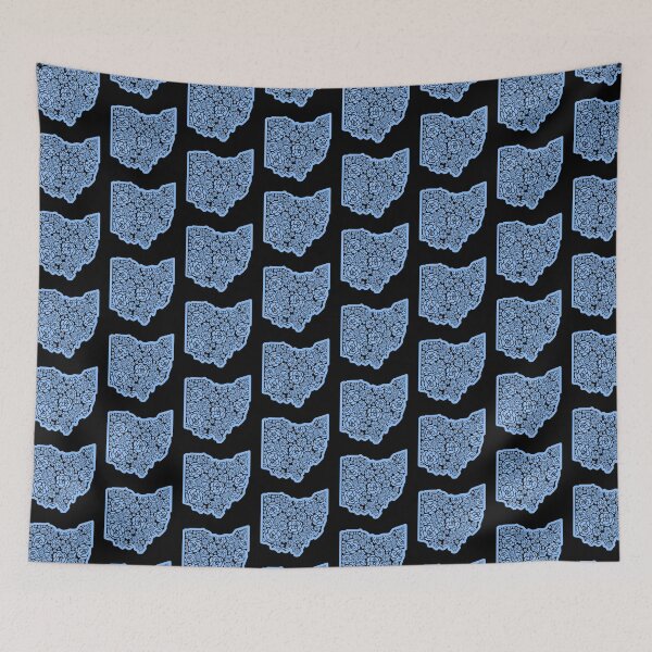 Item preview, Blue Roses Flower State of Ohio buckeye with black background designed and sold by Ella's  Doodles And Designs.