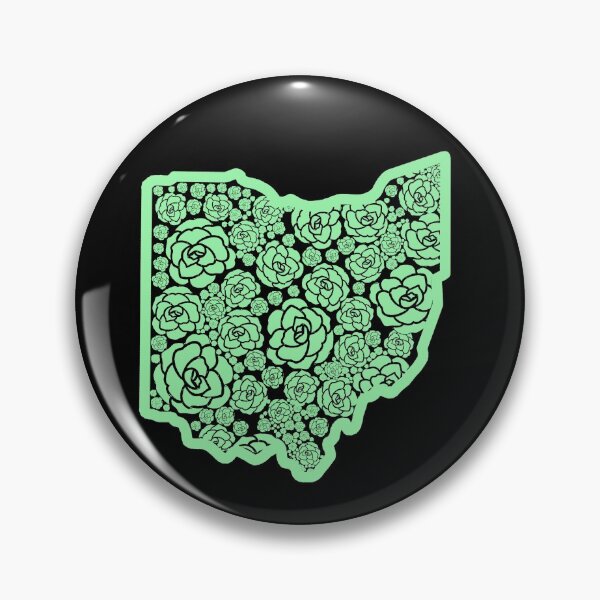 Item preview, green Roses Flower State of Ohio buckeye with black background designed and sold by Ella's  Doodles And Designs.
