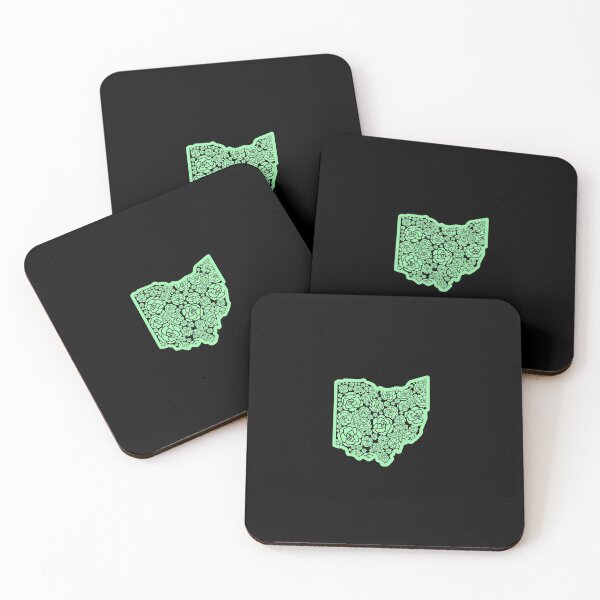 Item preview, green Roses Flower State of Ohio buckeye with black background designed and sold by Ella's  Doodles And Designs.