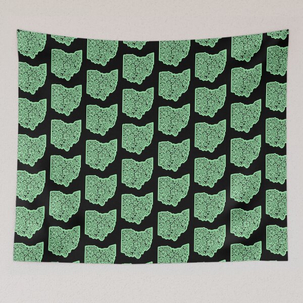 Item preview, green Roses Flower State of Ohio buckeye with black background designed and sold by Ella's  Doodles And Designs.