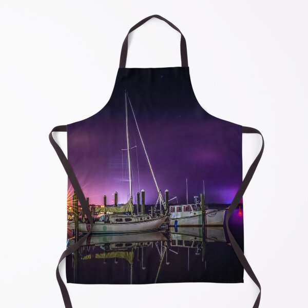 Item preview, Sailboat & fishing boat docked with night reflections designed and sold by Steven Kight.