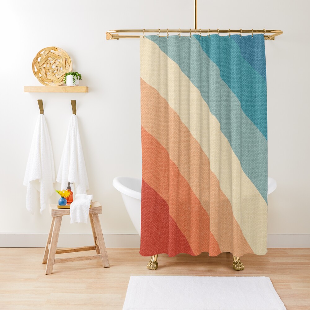 Retro Vintage Stripes Shower Curtain