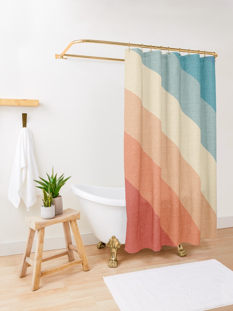 Alternate view of Retro Vintage Stripes Shower Curtain