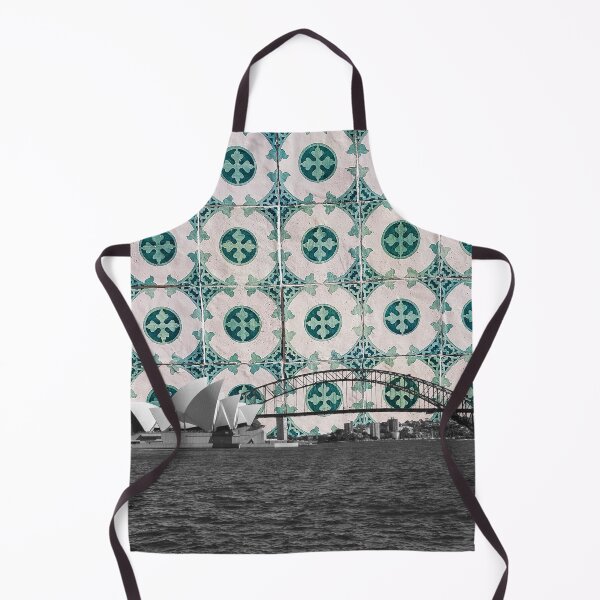 Item preview, Sydney Harbour Meets Portuguese Tiles Montage - Azulejo Green and White designed and sold by idovedesign.