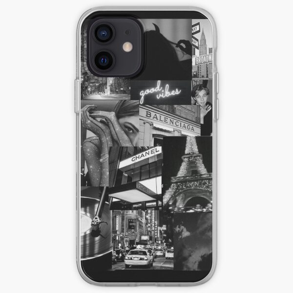 black aesthetic collage iPhone Soft Case