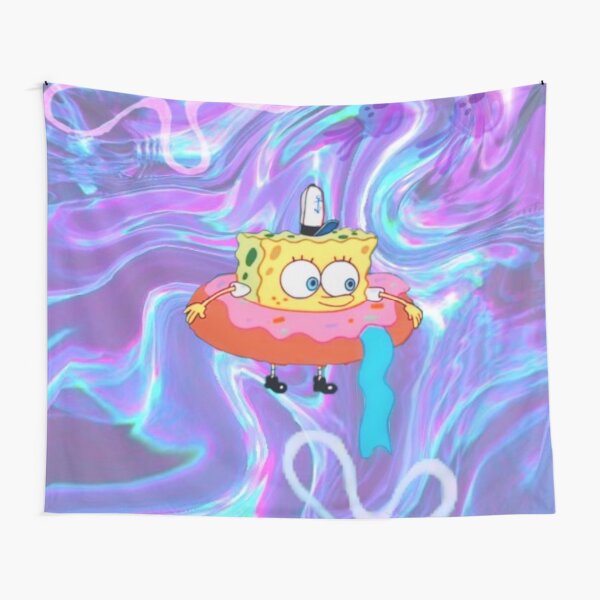 Psychedelic Donut Spongebob Tapestry Tapestry