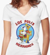 Los Pokés Hermanos Women's Fitted V-Neck T-Shirt