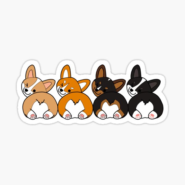 Cute Stuck Corgie Dog Butt Doughnut Sticker – Popwink