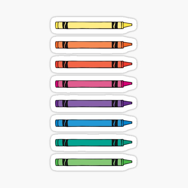 Rainbow Crayon Illustration Set Sticker