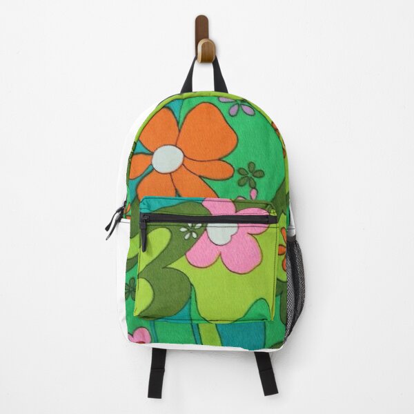 Retro Colorful Flower Double Checker Backpack by thespacehouse