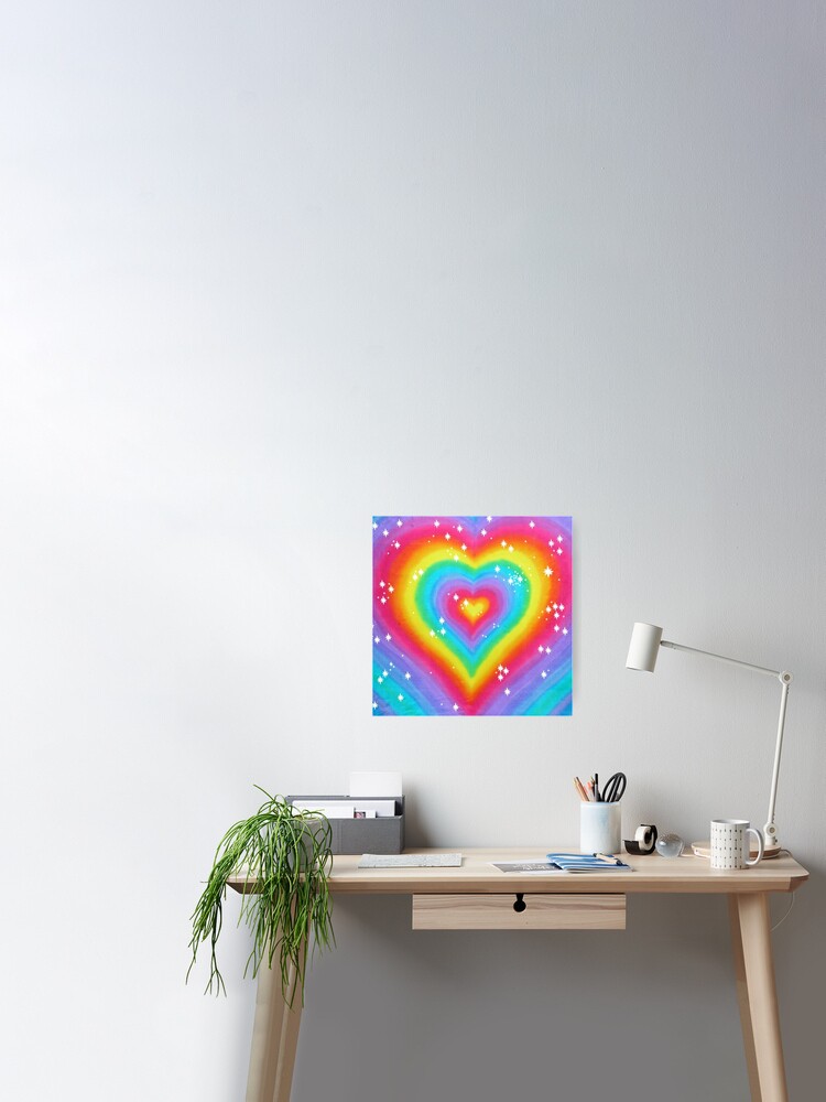 Rainbow y2k Aesthetic Hearts - Hearts - Posters and Art Prints