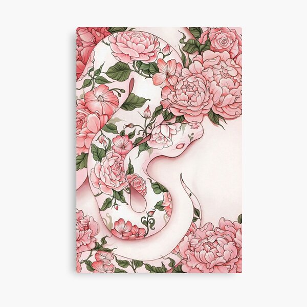 Eden garden, pink snake with flowers Canvas Print