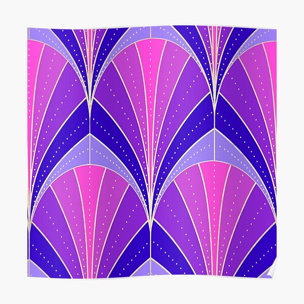 "Art Deco Waterfalls // Peacock Purple" Poster by wellingtonboot