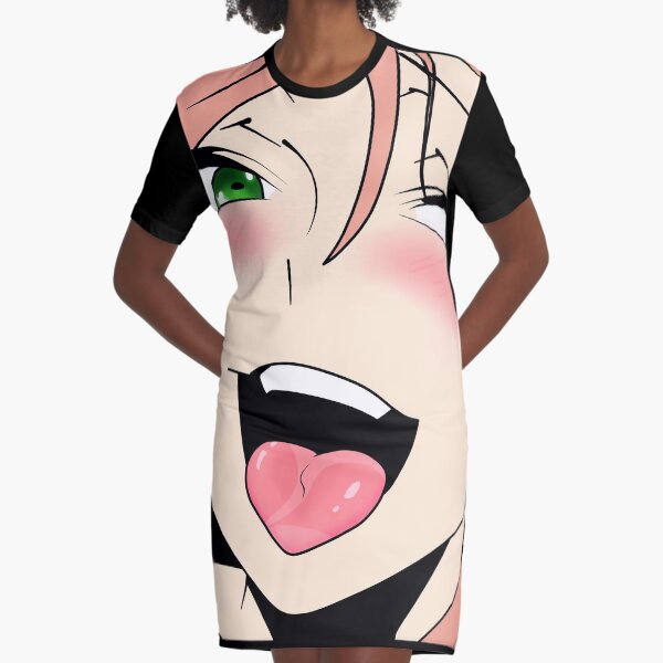 Anime Ahegao Graphic T-Shirt Dress