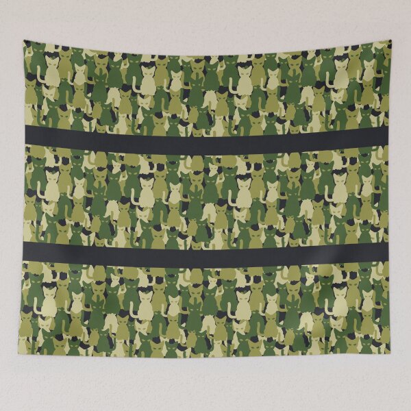 Item preview, Army Green Cat Camo Design on Black Background. designed and sold by cgroenewald.